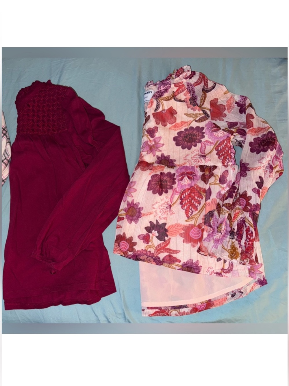Girls Size L 10/12 Top Bundle GAP Red Lace + Old Navy Floral Blouse